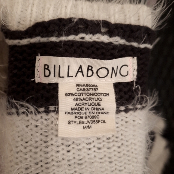 Billabong Womens Sweater Fuzzy White & Navy Stripes - Picture 6 of 7